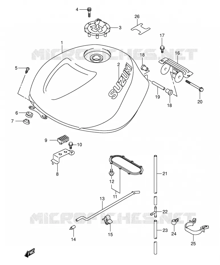 BENZINETANK (MODELE K1) Suzuki MOTO 1000 TL-R 2001  TL1000RK1(E2)
