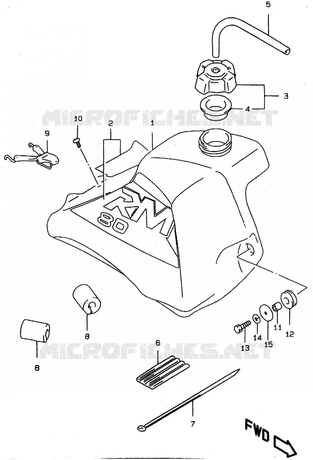 BENZINETANK (MODELE W) Suzuki MOTO 80 RM 1996  RM80XT(T/V/W)
