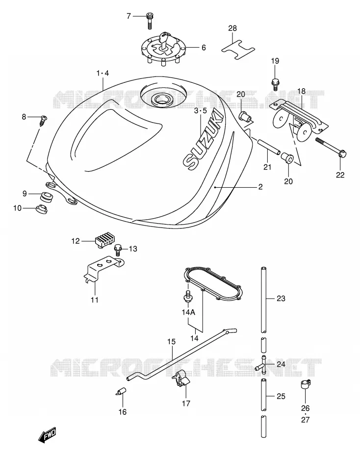 BENZINETANK (MODELE X) Suzuki MOTO 1000 TL-R 1998  TL1000RW(E2)