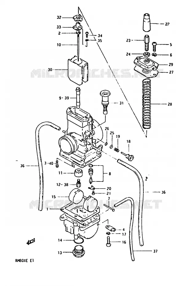 CARBURATOR (MODELE E) Suzuki MOTO 80 RM 1983  RM80XD(D/E)