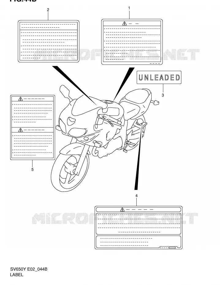 ETIKET (MODELE K2) Suzuki MOTO 650 SV-S 2002  SV650SK2(E2)