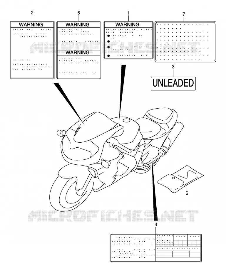 ETIKET (MODELE W/X/Y) Suzuki MOTO 1000 TL-R 2002  TL1000RK2(E2)
