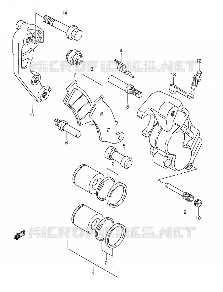 FRONT CALIPER (MODELE T) Suzuki MOTO 250 RMX 1993  RMX250P(E1)