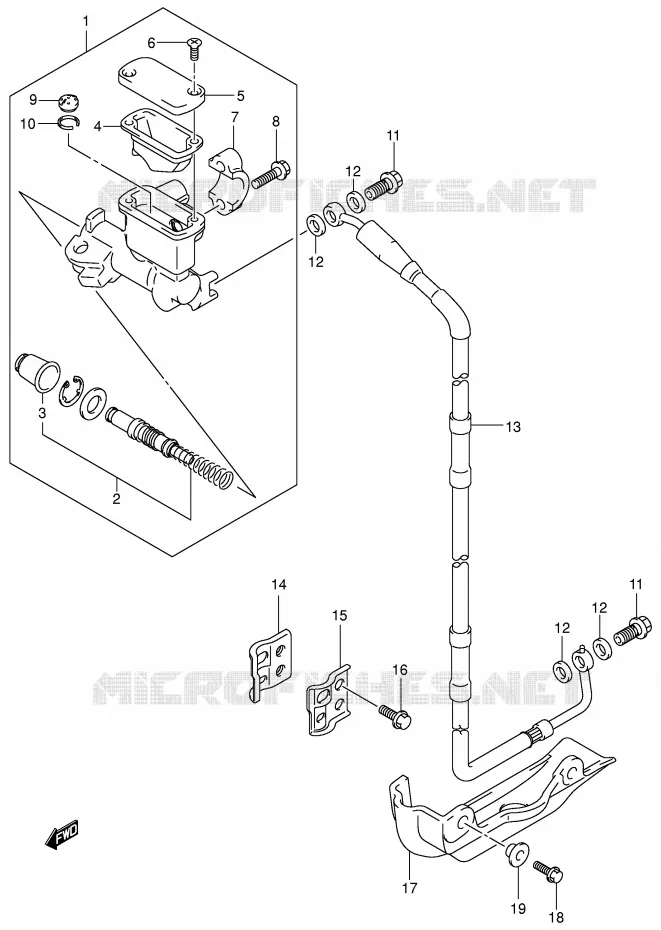 FRONT HOOFDREMCILINDER (MODELE K1/K2/K3) Suzuki MOTO 125 RM 2003  RM125K3(E3/E28)