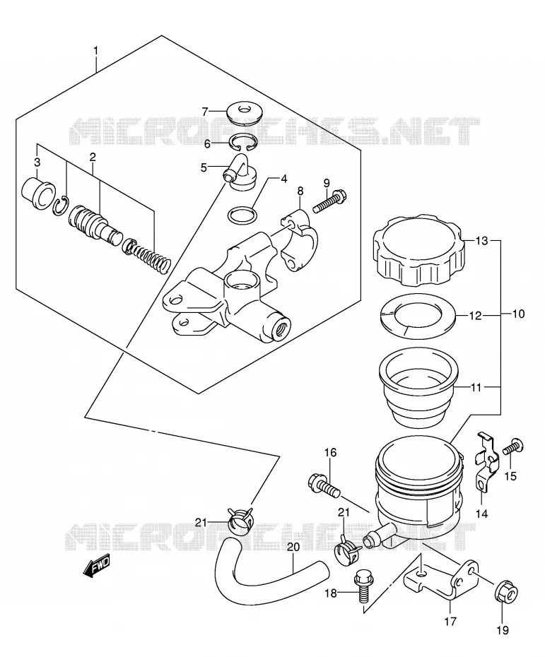 FRONT HOOFDREMCILINDER (SV1000S/S1/S2) Suzuki MOTO 1000 SV 2003  SV1000S2K3(E2)