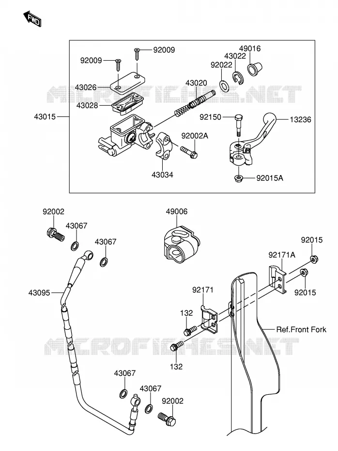 FRONT HOOFDREMCILINDER Suzuki MOTO 250 RM-Z 2004  RM-Z250K4(E19)