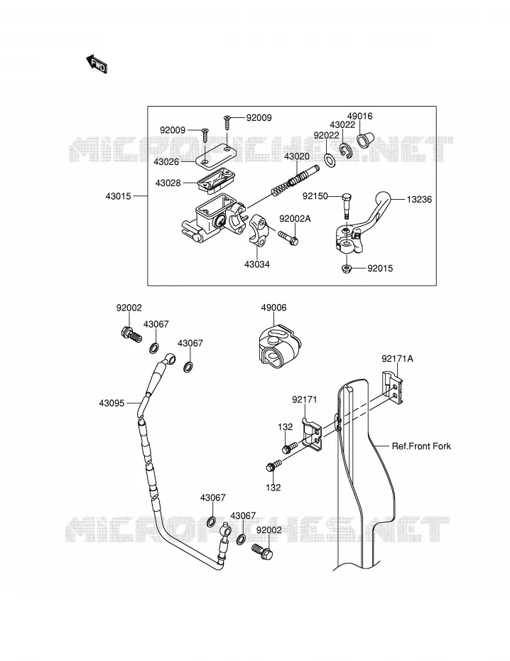 FRONT HOOFDREMCILINDER Suzuki MOTO 250 RM-Z 2004  RM-Z250K4(E28)