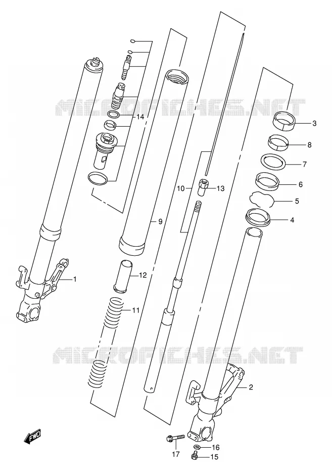 FRONT SCHOKDEMPER (MODELE V) Suzuki MOTO 1000 TL-S 1997  TL1000SV(E2)
