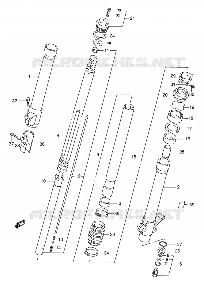 FRONT SCHOKDEMPER Suzuki MOTO 250 RMX 1998  RMX250SW(E24)