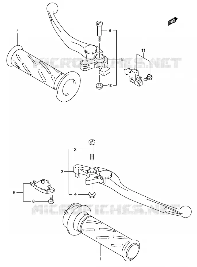 HANDGRIPS - LEVERS (SV1000/U1/U2) Suzuki MOTO 1000 SV 2003  SV1000K3(E2)