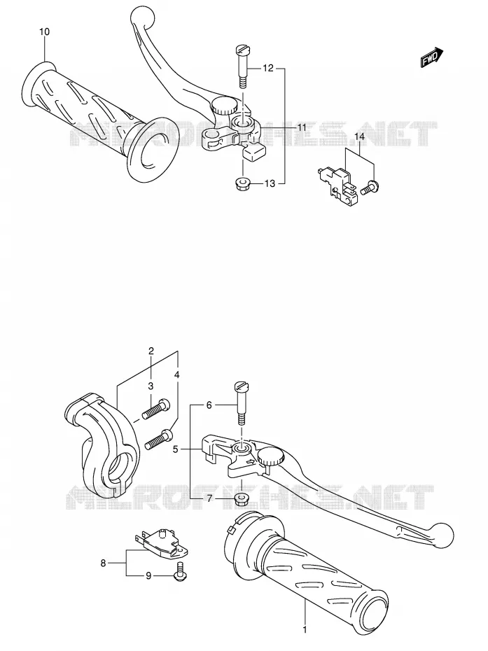 HANDGRIPS - LEVERS (SV1000S/S1/S2) Suzuki MOTO 1000 SV 2004  SV1000K4(E2)