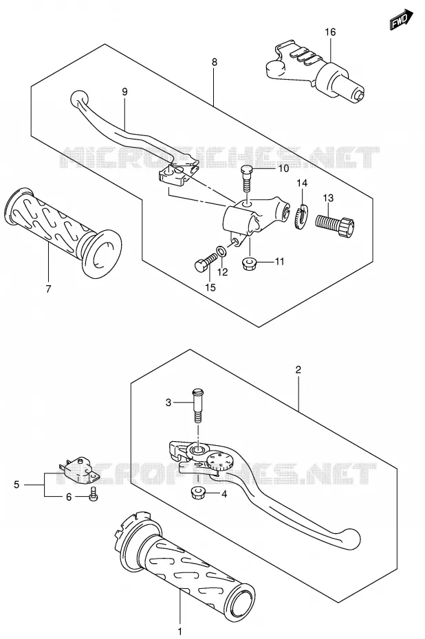 HANDGRIPS - LEVERS Suzuki MOTO 650 SV-S 2002  SV650SUK2(E2)