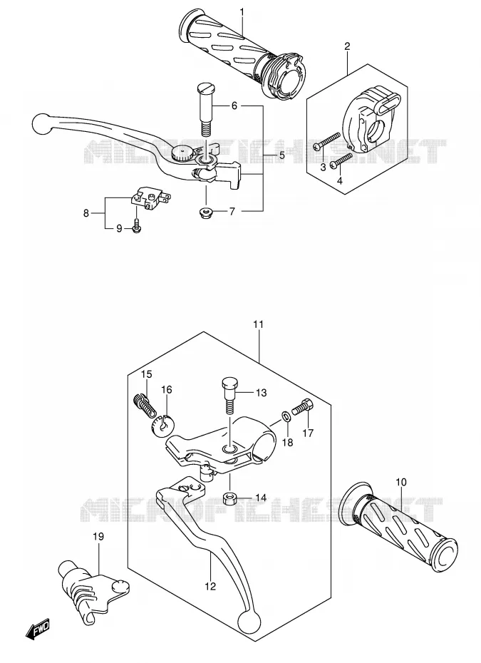 HEFBOMEN - HANDGRIPS (MODEL K3/K4/K5/K6) Suzuki MOTO 650 SV 2006  SV650UK6(E2)