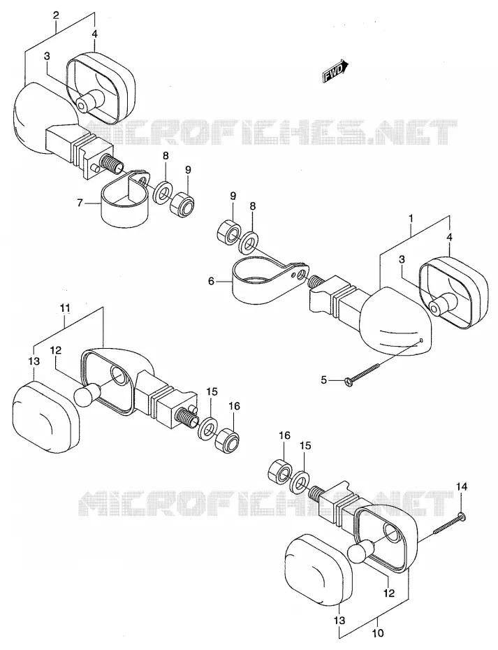 INDICATOREN (EXCEP MODELE W P4, P53) Suzuki MOTO 50 RMX 1999  RMX50X