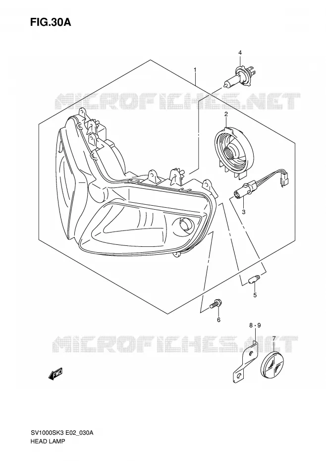 KOPLAMP (SV1000S E24) Suzuki MOTO 1000 SV 2003  SV1000U2K3(E2)