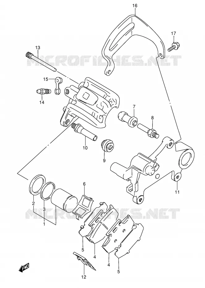 REAR CALIPER (MODELE L/M) Suzuki MOTO 250 RMX 1996  RMX250T(E1)
