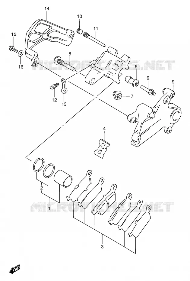REAR CALIPER Suzuki MOTO 250 RMX 1998  RMX250SW(E24)