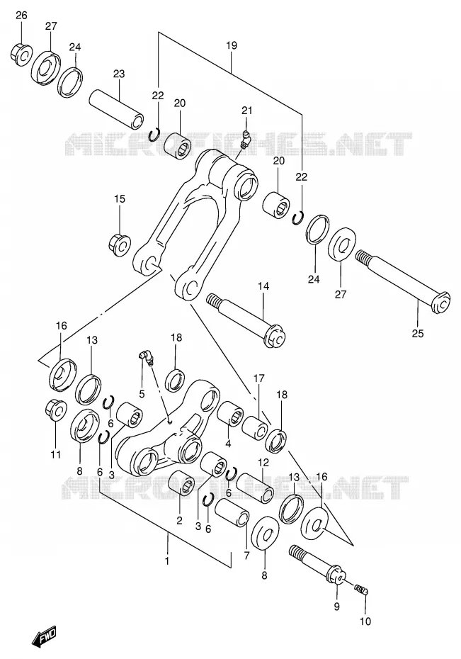 SCHOKBREKER AANEENSCHAKELING (MODELE X) Suzuki MOTO 250 RMX 1999  RMX250SX(E24)