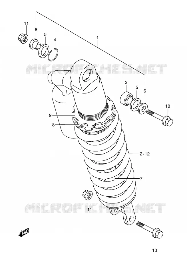 SCHOKDEMPER (MODELE K/L) Suzuki MOTO 250 RMX 1994  RMX250R(E1)