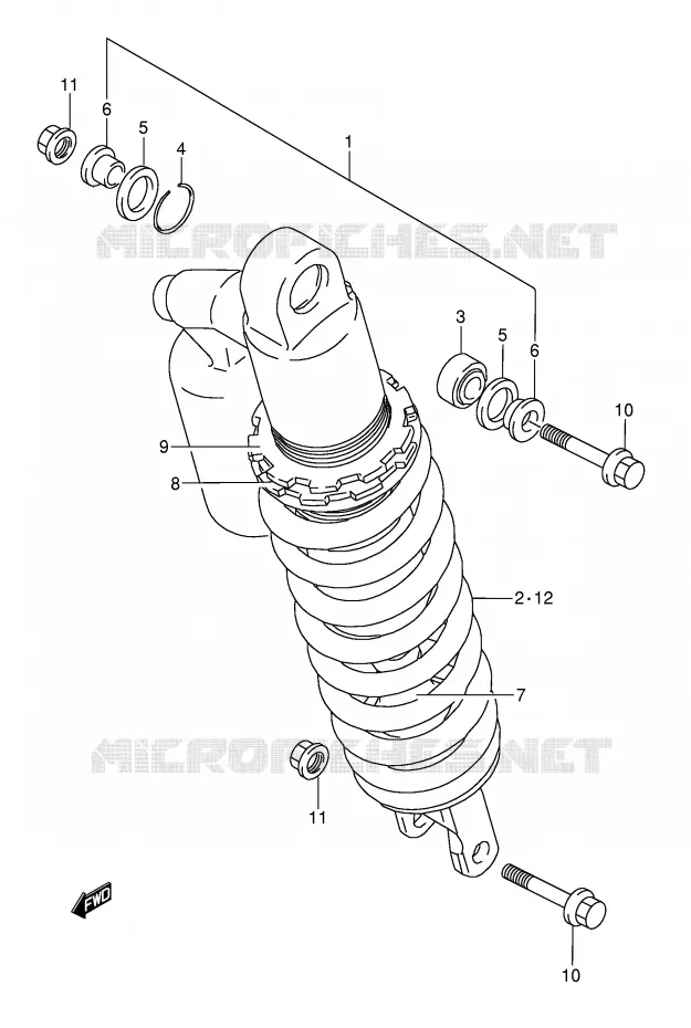 SCHOKDEMPER (MODELE M) Suzuki MOTO 250 RMX 1995  RMX250S(E1)