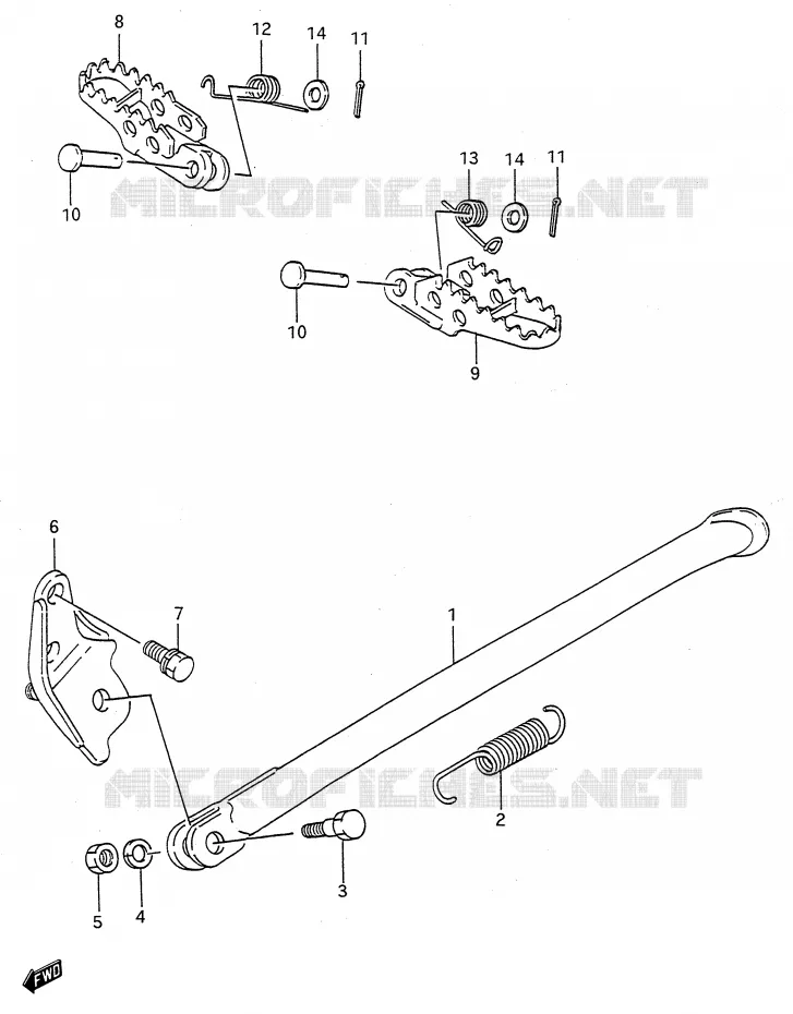STAND - FOOTREST (MODELE K/L/M/N) Suzuki MOTO 250 RMX 1989  RMX250K(E28)