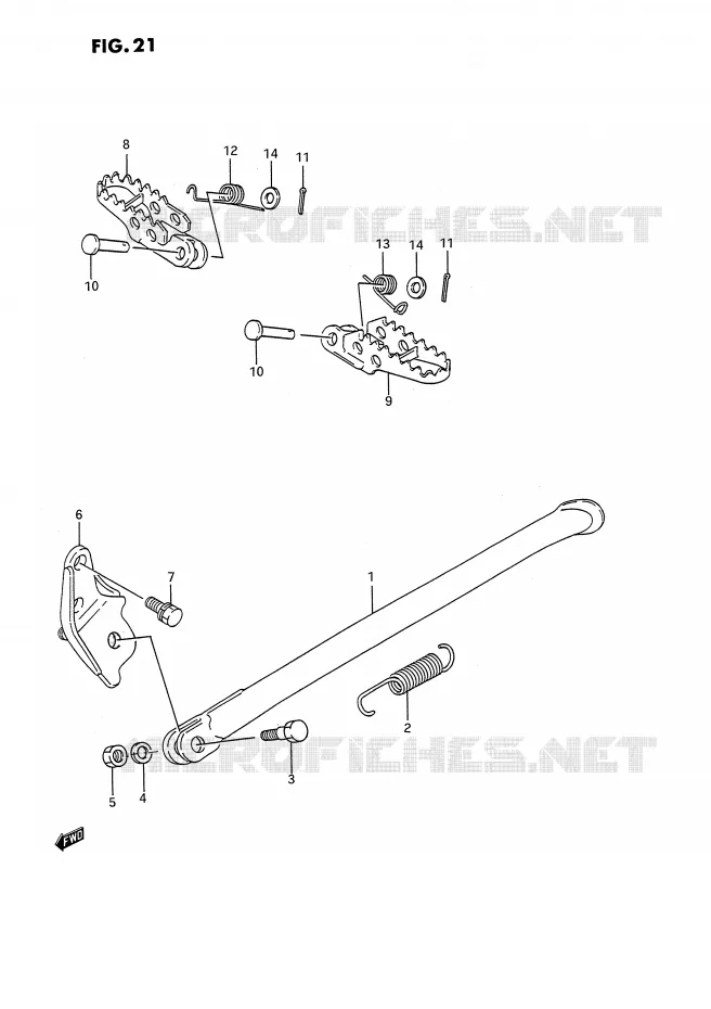 STAND - FOOTREST (MODELE K/L/M/N) Suzuki MOTO 250 RMX 1991  RMX250M(E3)