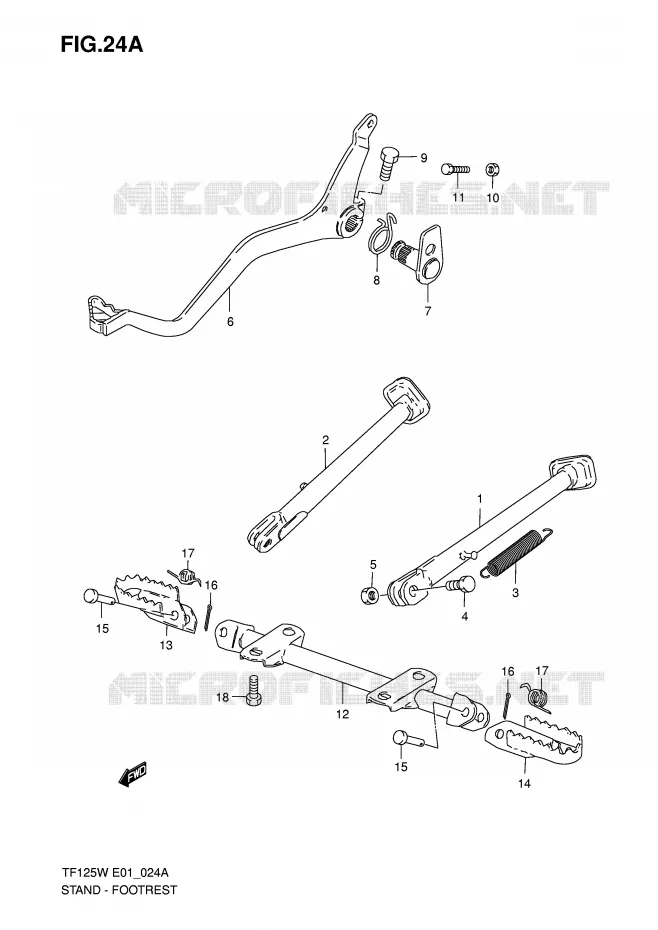 STAND - FOOTREST (MODELE K5) Suzuki MOTO 125 Autres-modeles 1999  TF125X(E1)