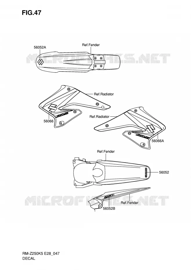 STICKERS Suzuki MOTO 250 RM-Z 2005  RM-Z250K5(E28)