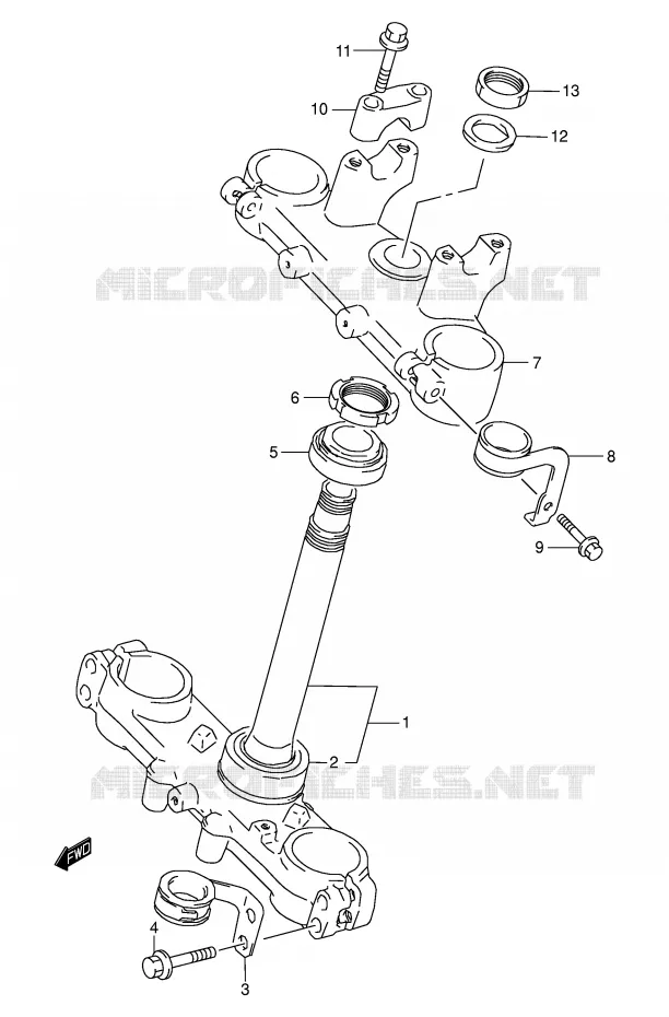 STUURKOLOM (E3/E33) Suzuki MOTO 250 DR-Z 2005  DR-Z250K5(E3/E28)