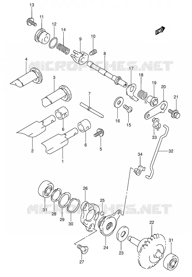 UITLAATKLEP Suzuki MOTO 80 RM 1999  RM80X(E3/E28)