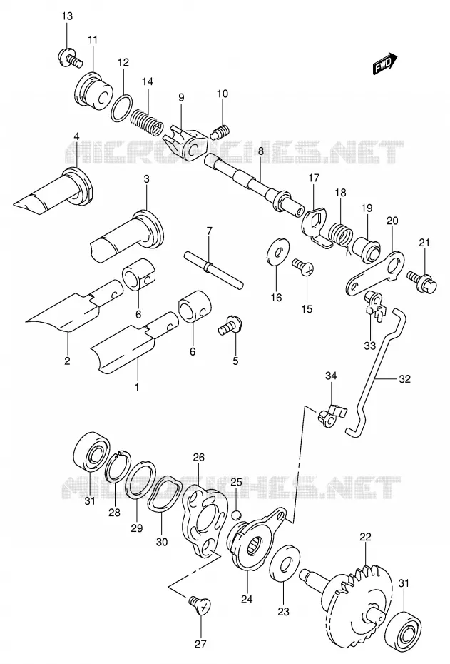 UITLAATKLEP Suzuki MOTO 80 RM 2001  RM80K1(P3/P28)