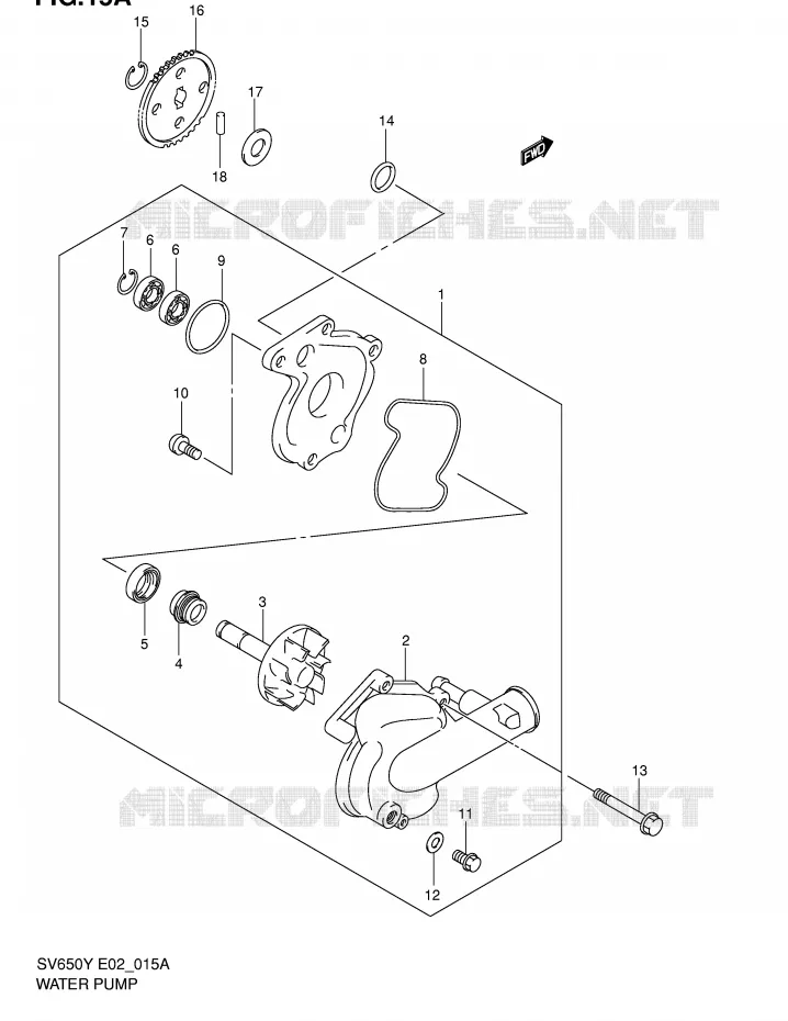 WATERPOMP (MODELE K1/K2) Suzuki MOTO 650 SV 2002  SV650UK2(E2)