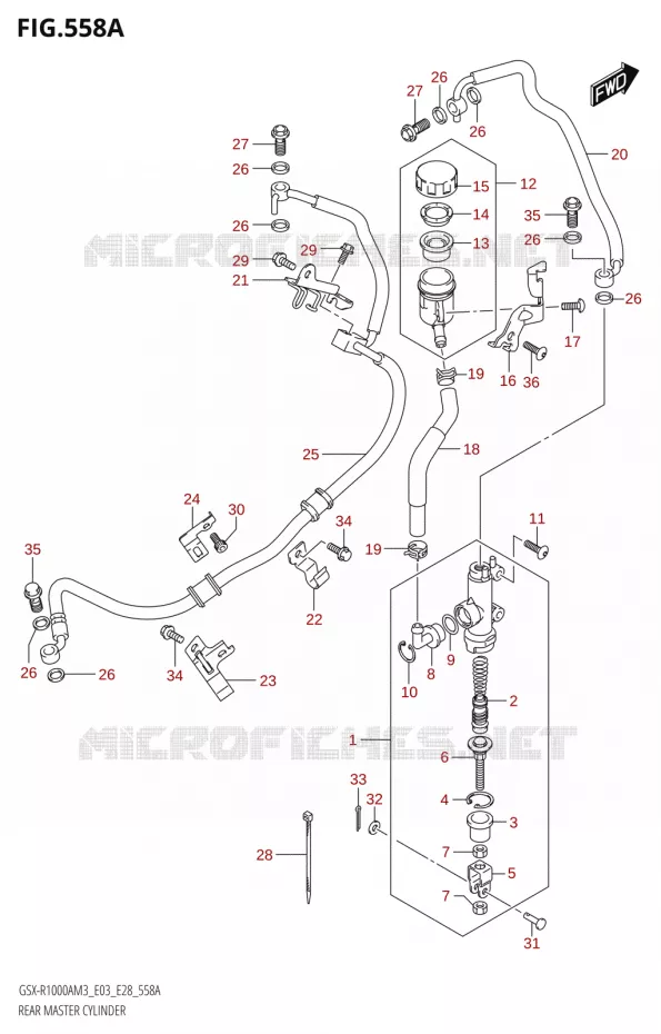 ACHTER hoofdremcilinder Suzuki MOTO 1000 GSX-R 2023  GSX-R1000A / GSX-R1000RA / GSX-R1000RZA M3 (E03 E33 E28)