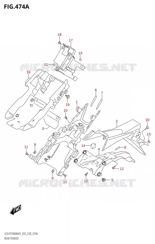 ACHTERSPATBORD Suzuki MOTO 1000 GSX-R 2023  GSX-R1000A / GSX-R1000RA / GSX-R1000RZA M3 (E03 E33 E28)