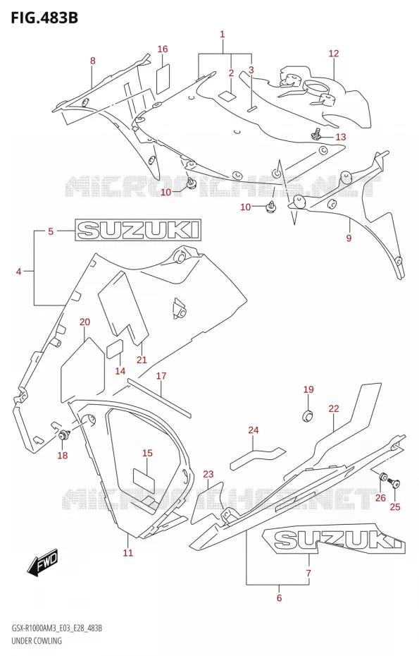ONDER COWLING (GSX-R1000RA) Suzuki MOTO 1000 GSX-R 2023  GSX-R1000A / GSX-R1000RA / GSX-R1000RZA M3 (E03 E33 E28)