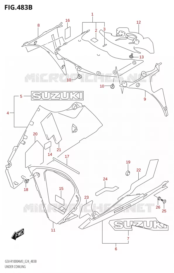 ONDER COWLING (GSX-R1000RA) Suzuki MOTO 1000 GSX-R 2023  GSX-R1000A / GSX-R1000RA / GSX-R1000RZA M3 (E24)