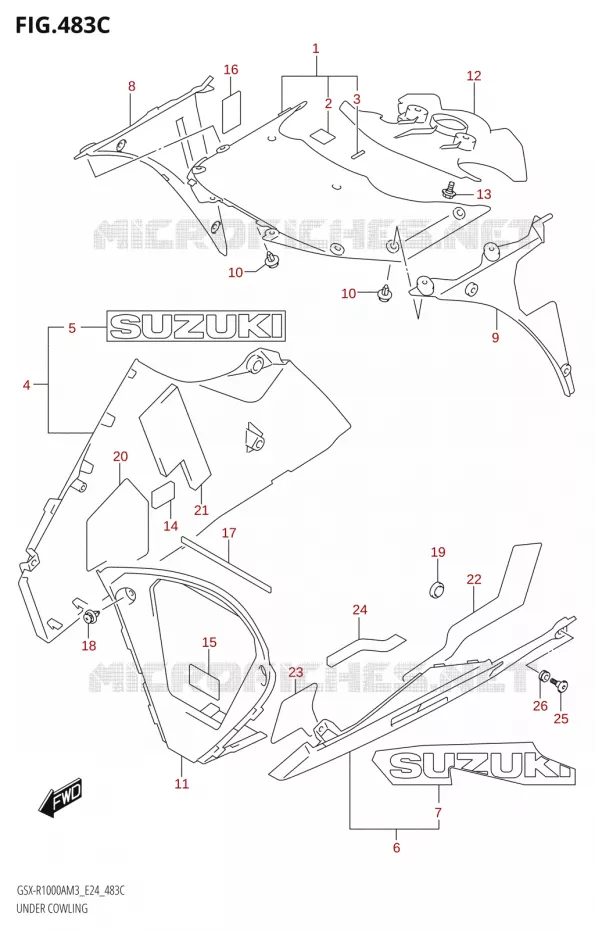 ONDER COWLING (GSX-R1000RZA) Suzuki MOTO 1000 GSX-R 2023  GSX-R1000A / GSX-R1000RA / GSX-R1000RZA M3 (E24)