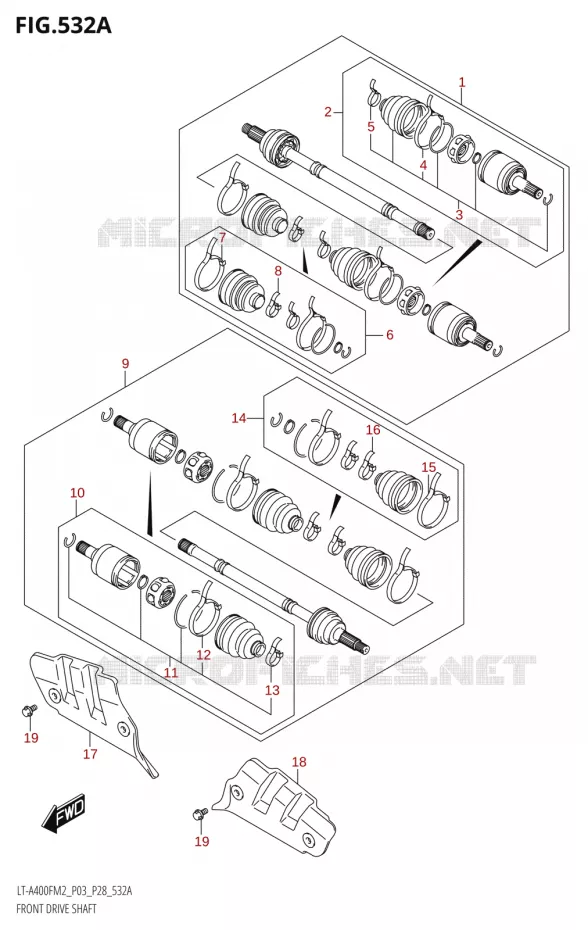 FRONT AANDRIJFAS Suzuki QUAD 400 KINGQUAD 2022  LT-A400FZ M2 (P03/P28)