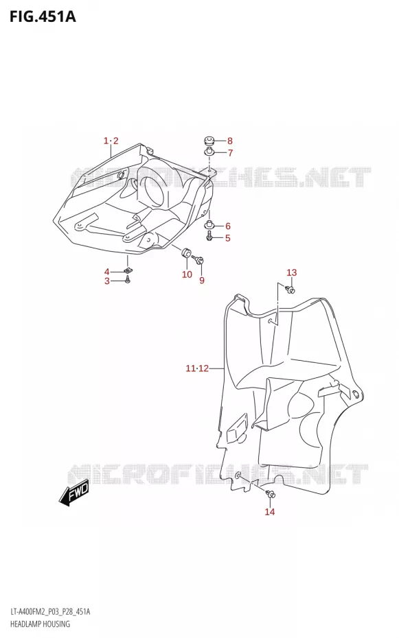 KOPLAMPBEHUIZING Suzuki QUAD 400 KINGQUAD 2022  LT-A400FZ M2 (P03/P28)