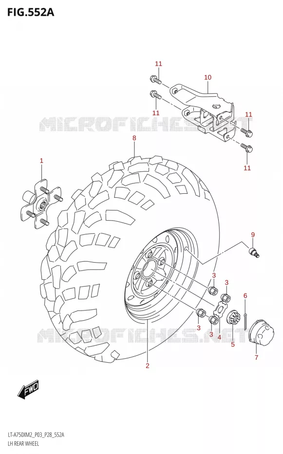 LINKERHAND ACHTERWIEL (LT-A750X:M2:P03) Suzuki QUAD 750 KINGQUAD 2022  LT-A750X M2 (P03 / P28 /P33)