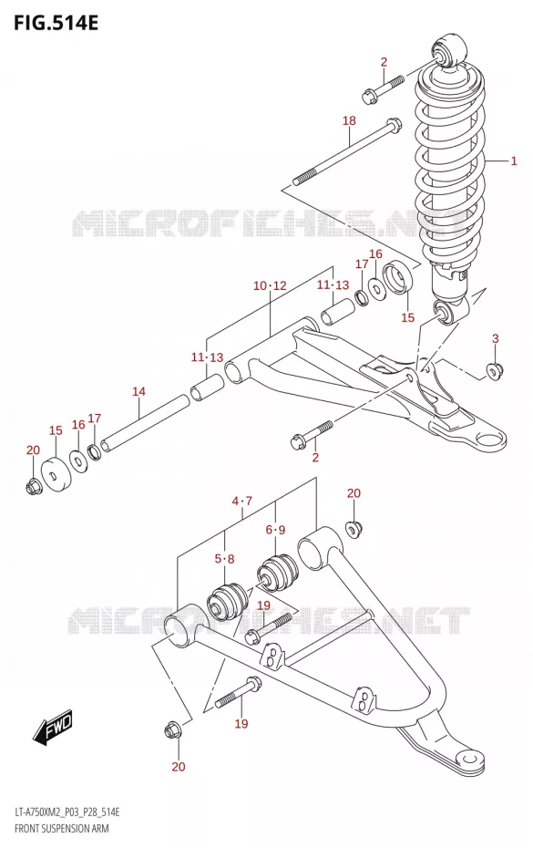 VOORWIELOPHANGING ARM (LT-A750XP:M2:P28) Suzuki QUAD 750 KINGQUAD 2022  LT-A750X M2 (P03 / P28 /P33)