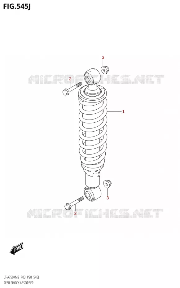 ACHTER SCHOKDEMPER (LT-A750XPZ:M2:P33) Suzuki QUAD 750 KINGQUAD 2022  LT-A750XP M2 (P03 / P28 /P33)