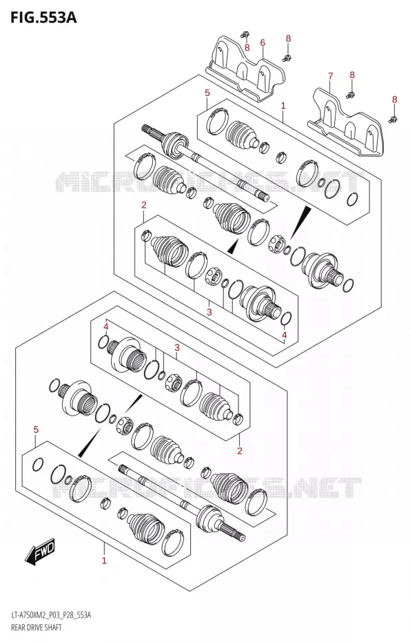 ACHTERAANDRIJFAS Suzuki QUAD 750 KINGQUAD 2022  LT-A750XP M2 (P03 / P28 /P33)