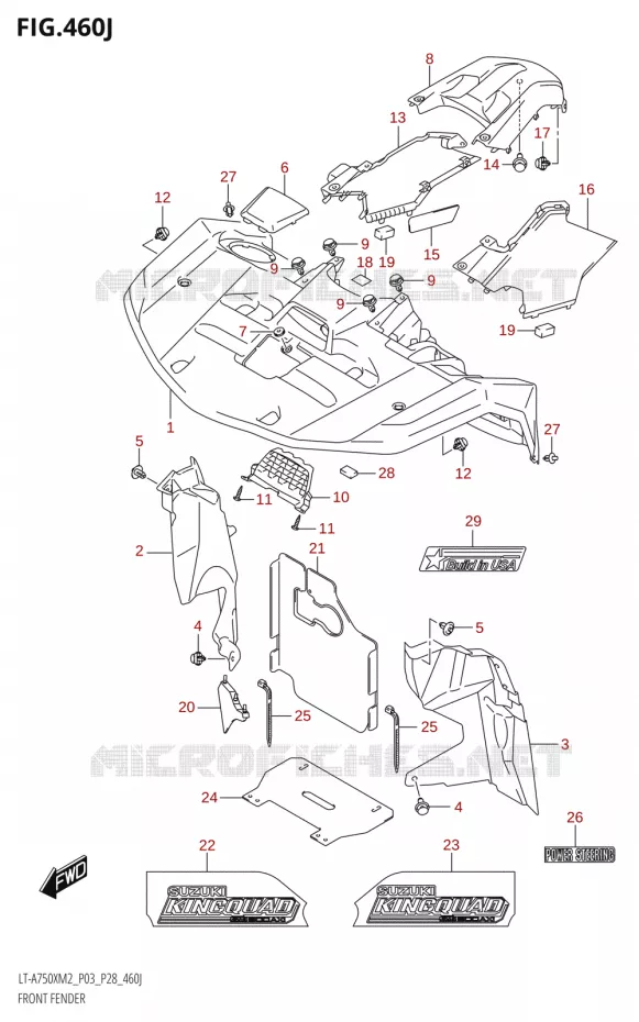 FRONT FENDER (LT-A750XPZ:M2:P33) Suzuki QUAD 750 KINGQUAD 2022  LT-A750XP M2 (P03 / P28 /P33)