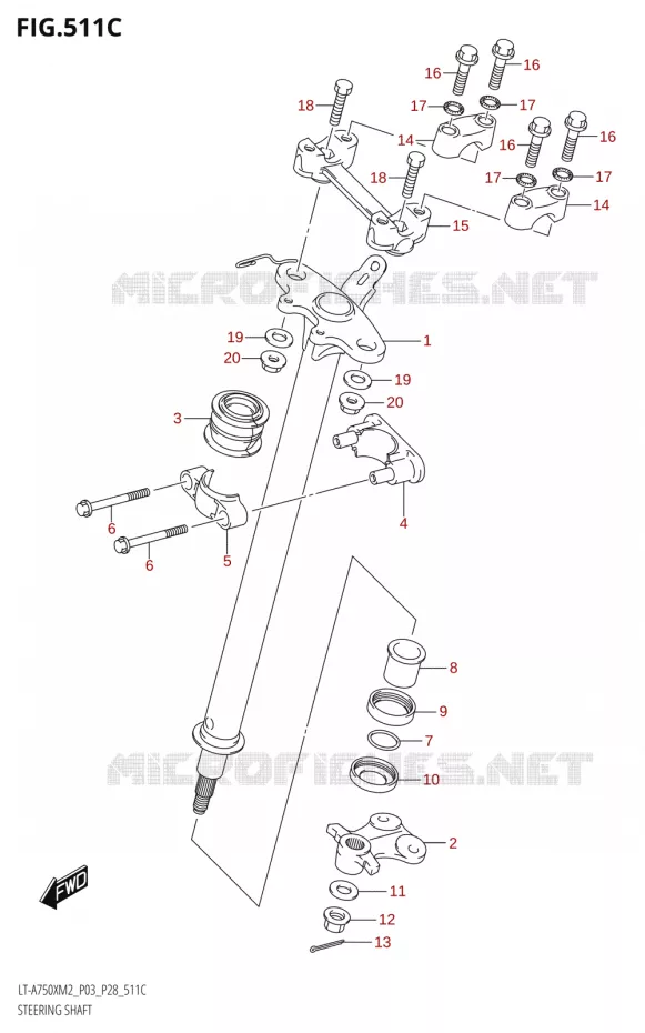 STUURKOLOM (LT-A750X:M2:P33) Suzuki QUAD 750 KINGQUAD 2022  LT-A750XP M2 (P03 / P28 /P33)