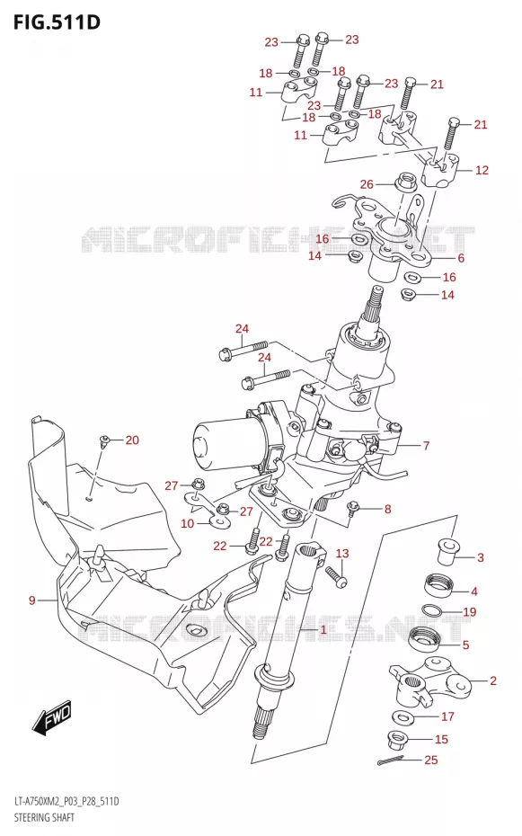 STUURKOLOM (LT-A750XP:M2:P03) Suzuki QUAD 750 KINGQUAD 2022  LT-A750XP M2 (P03 / P28 /P33)
