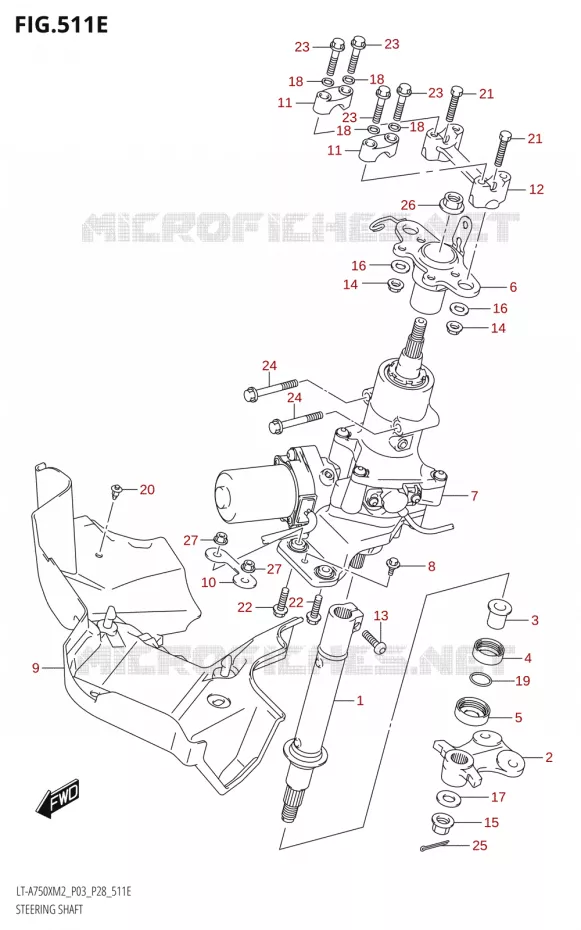 STUURKOLOM (LT-A750XP:M2:P28) Suzuki QUAD 750 KINGQUAD 2022  LT-A750XP M2 (P03 / P28 /P33)