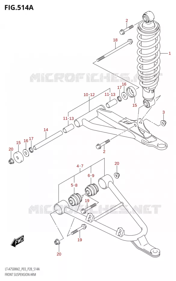 VOORWIELOPHANGING ARM (LT-A750X:M2:P03) Suzuki QUAD 750 KINGQUAD 2022  LT-A750XP M2 (P03 / P28 /P33)