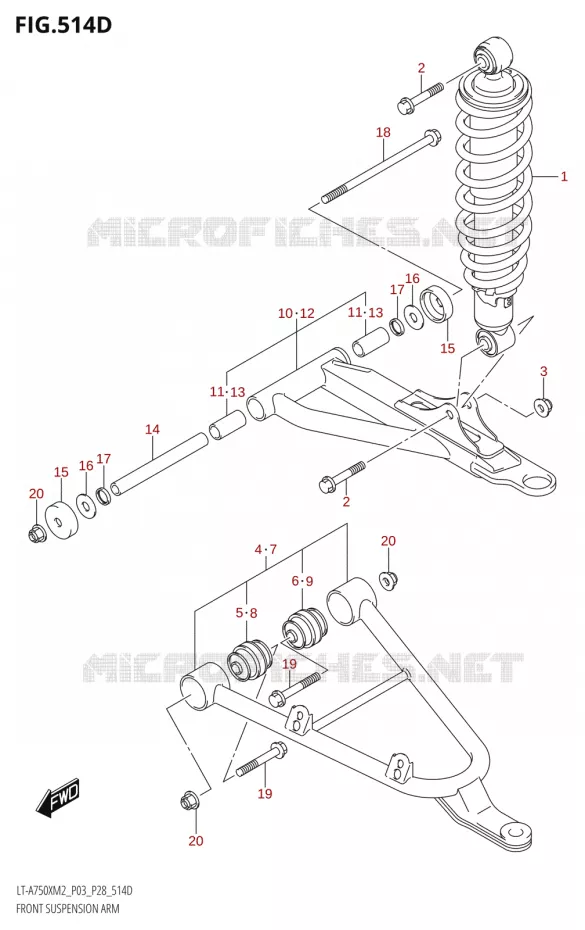 VOORWIELOPHANGING ARM (LT-A750XP:M2:P03) Suzuki QUAD 750 KINGQUAD 2022  LT-A750XP M2 (P03 / P28 /P33)