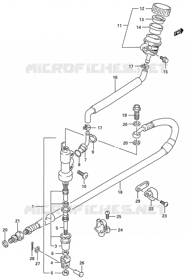 ACHTER HOOFDREMCILINDER (MODELE K) Suzuki MOTO 250 RMX 1992  RMX250N(E28)